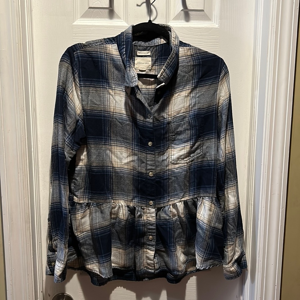 American Eagle Outfitters Peplum Flannel Shirt